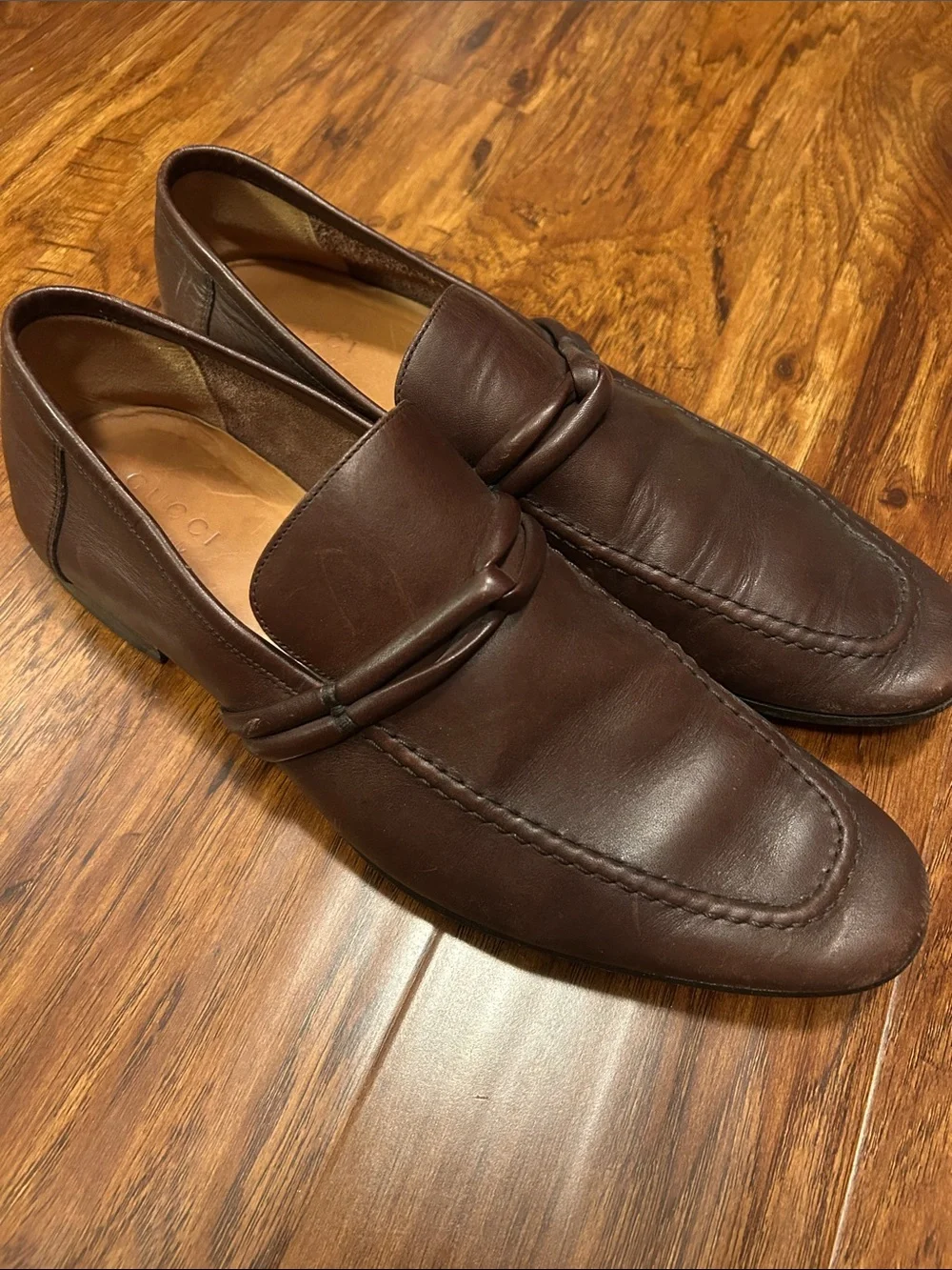 Gucci Brown Leather Slip-On Loafers